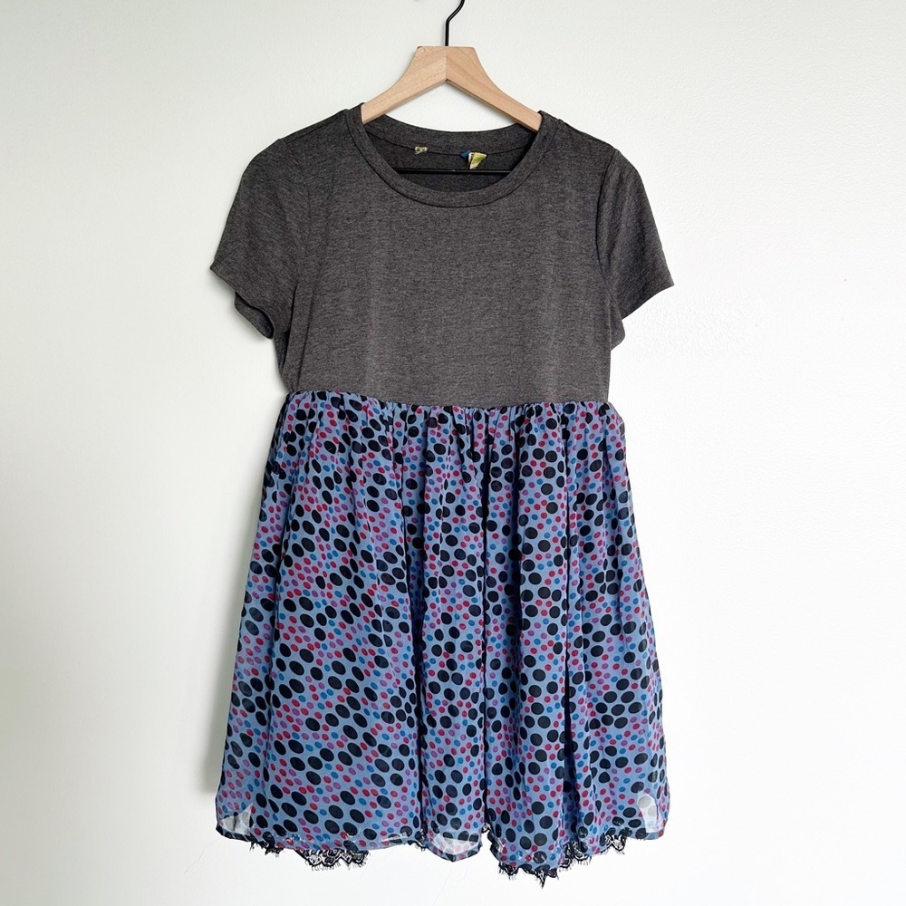 Admit One Mixed Pattern Skater Tshirt Mini Dress